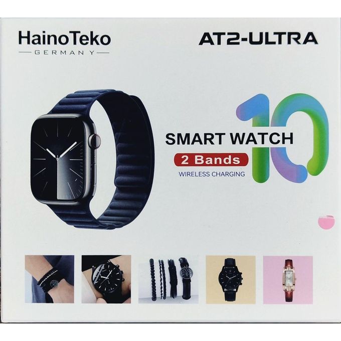 الساعة الذكية AT2-ULTRA بشبكين وشحن لاسلكي - ذهبي