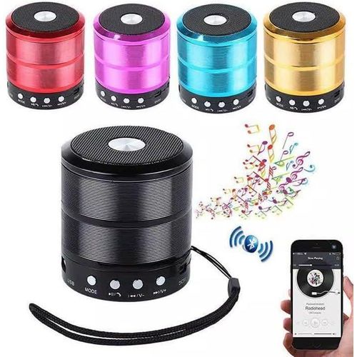 WS مضخم صوت بلوتوث محمول صغير WS-887 مع راديو FM، فتحة بطاقة ذاكرة - ذهبي