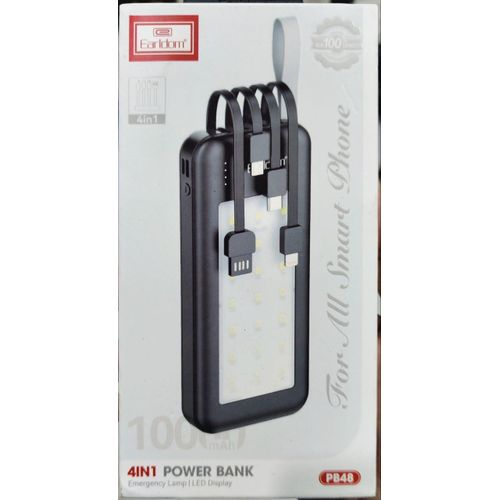 Earldom Wired Power Bank with 3 Built-In Cables, 10000 mAh - ET-PB48