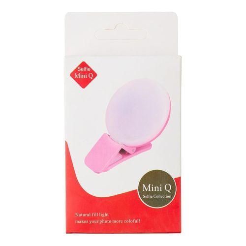 إضاءة سيلفي للهواتف الذكية Mini Q، إضاءة حلقية سيلفي ليزر ثلاثية LED، باللون الوردي