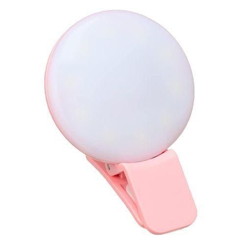 إضاءة سيلفي للهواتف الذكية Mini Q، إضاءة حلقية سيلفي ليزر ثلاثية LED، باللون الوردي