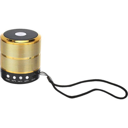 WS مضخم صوت بلوتوث محمول صغير WS-887 مع راديو FM، فتحة بطاقة ذاكرة - ذهبي