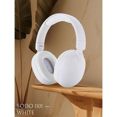 سماعة رأس لاسلكية SODO SD 1101 بتقنية بلوتوث مع ميكروفون خارجي ودعم بطاقة SD - أبيض