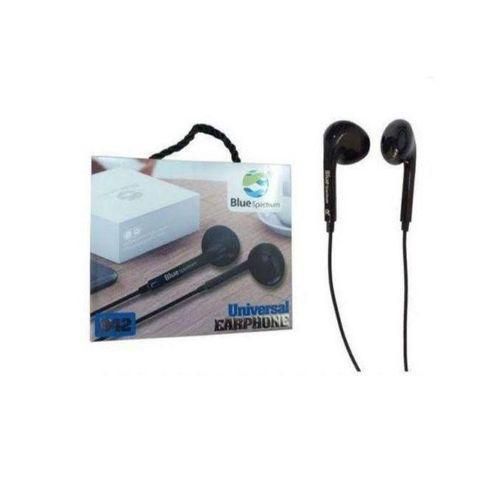 Blue Spectrum Earphone Wired In Ear Headphones HiFi Sound - With Control Button - 3.5mm Socket D42 -black