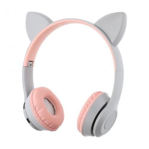 cat ear wireless headphones p47m WHITE AND PINK