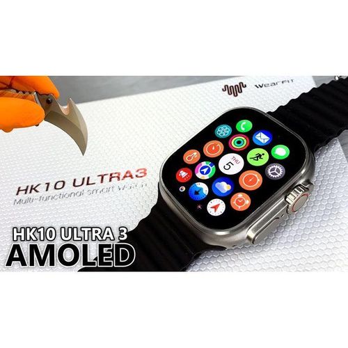 HK (HK10 ULTRA3) Smartwatch – 2.02" AMOLED Display, G-Sensor, 1GB ROM, AI -Black