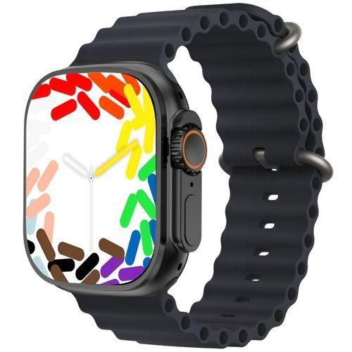 ساعة T8000 الترا 3 الذكية، شاشة كبيرة لانهائية، شحن لاسلكي - أسود