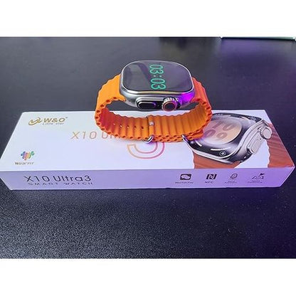 ساعة W&O X10 Ultra 3 الذكية باللون البرتقالي