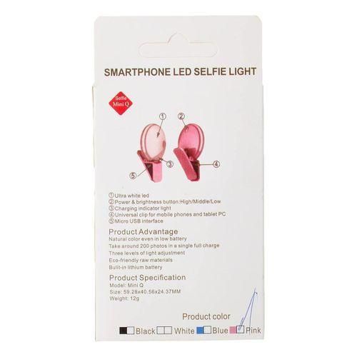 إضاءة سيلفي للهواتف الذكية Mini Q، حلقة إضاءة سيلفي بثلاث مستويات سطوع LED، باللون الوردي