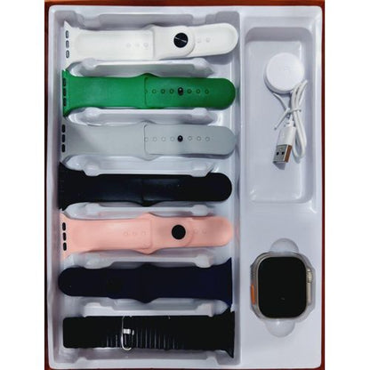 ساعة ذكية كبيرة جدًا 7 في 1، شاشة عرض HD بحجم 2.01 بوصة، مكالمات، تتبع معدل ضربات القلب، شحن لاسلكي، معدل ضربات القلب، مستوى الأكسجين في الدم SpO2، الطقس، كاميرا، موسيقى، لـ IOS و أندرويد، للرجال (ذهبي)