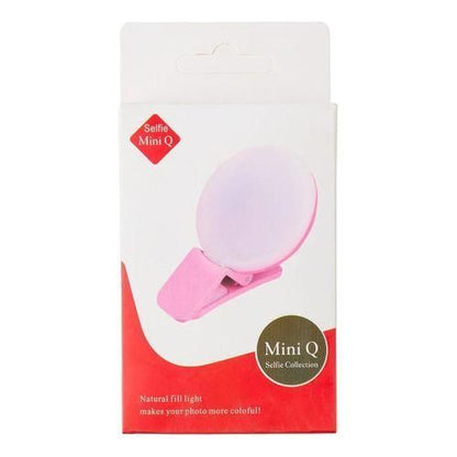 إضاءة سيلفي للهواتف الذكية Mini Q، إضاءة حلقية سيلفي ليزر ثلاثية LED، باللون الوردي