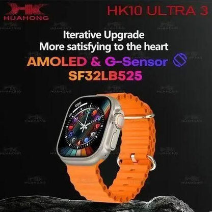 ساعة HK الذكية (HK10 ULTRA3) - شاشة AMOLED مقاس 2.02 بوصة، مستشعر G، ذاكرة ROM سعة 1 جيجابايت، تقنية الذكاء الاصطناعي - برتقالي