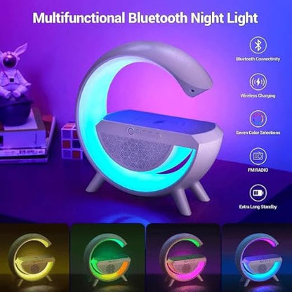 AN-2301 Bluetooth Speaker with FM Radio, RGB Light, Wireless Charger, Smart LED Light, 15W Playback, Loud and Clear Speaker for Home Office