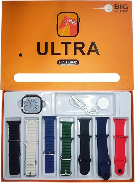 ساعة ذكية كبيرة جدًا 7 في 1، شاشة عرض HD بحجم 2.01 بوصة، مكالمات، تتبع معدل ضربات القلب، شحن لاسلكي، معدل ضربات القلب، مستوى الأكسجين في الدم SpO2، الطقس، كاميرا، موسيقى، لـ IOS و أندرويد، للرجال (ذهبي)